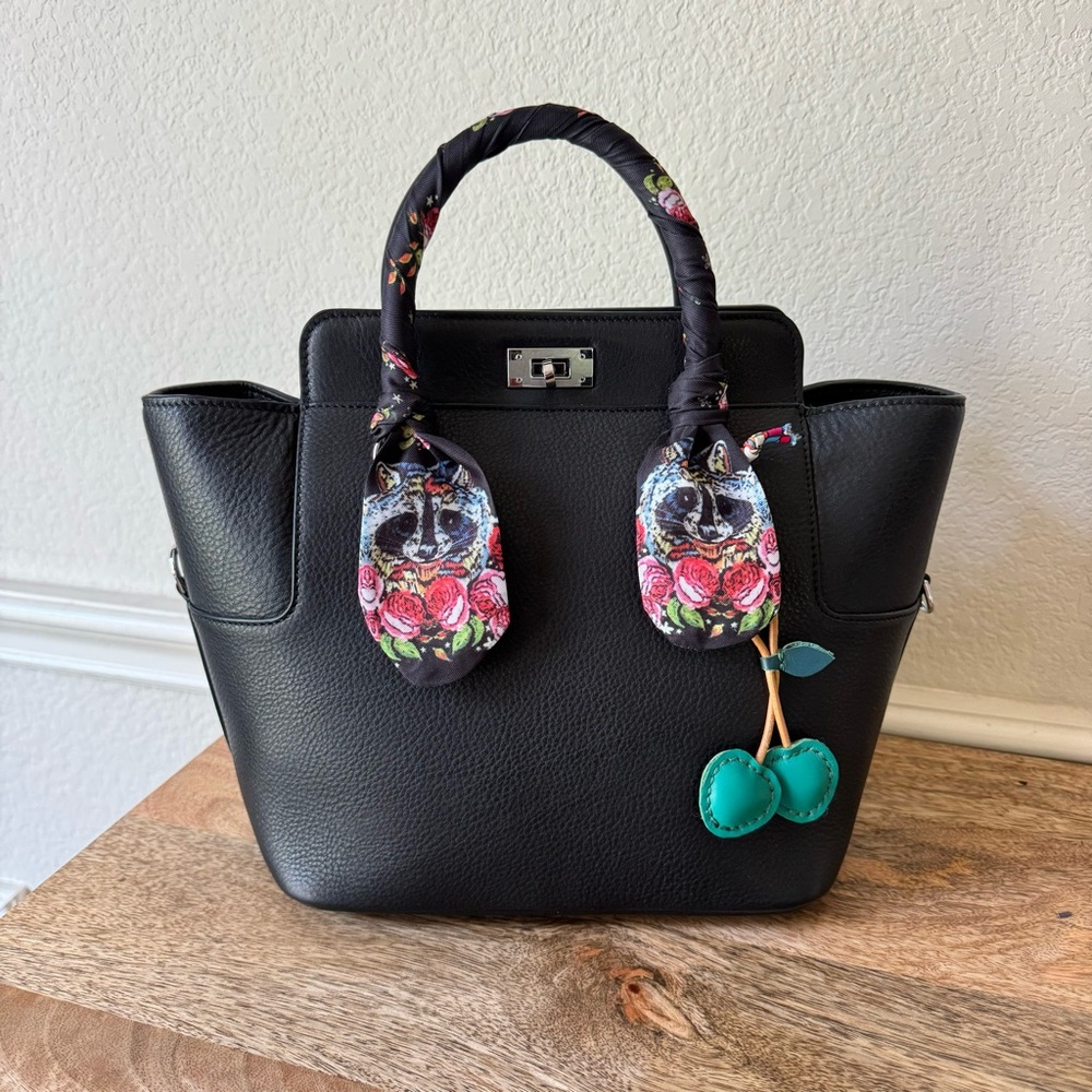 *READ LEATHER INSIDE & OUT | Black Toolbox Convertible Shoulder Bag Satchel S11